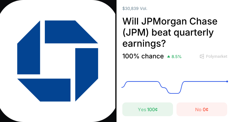 Polymarket | Will JPMorgan Chase (JPM) beat quarterly ear...